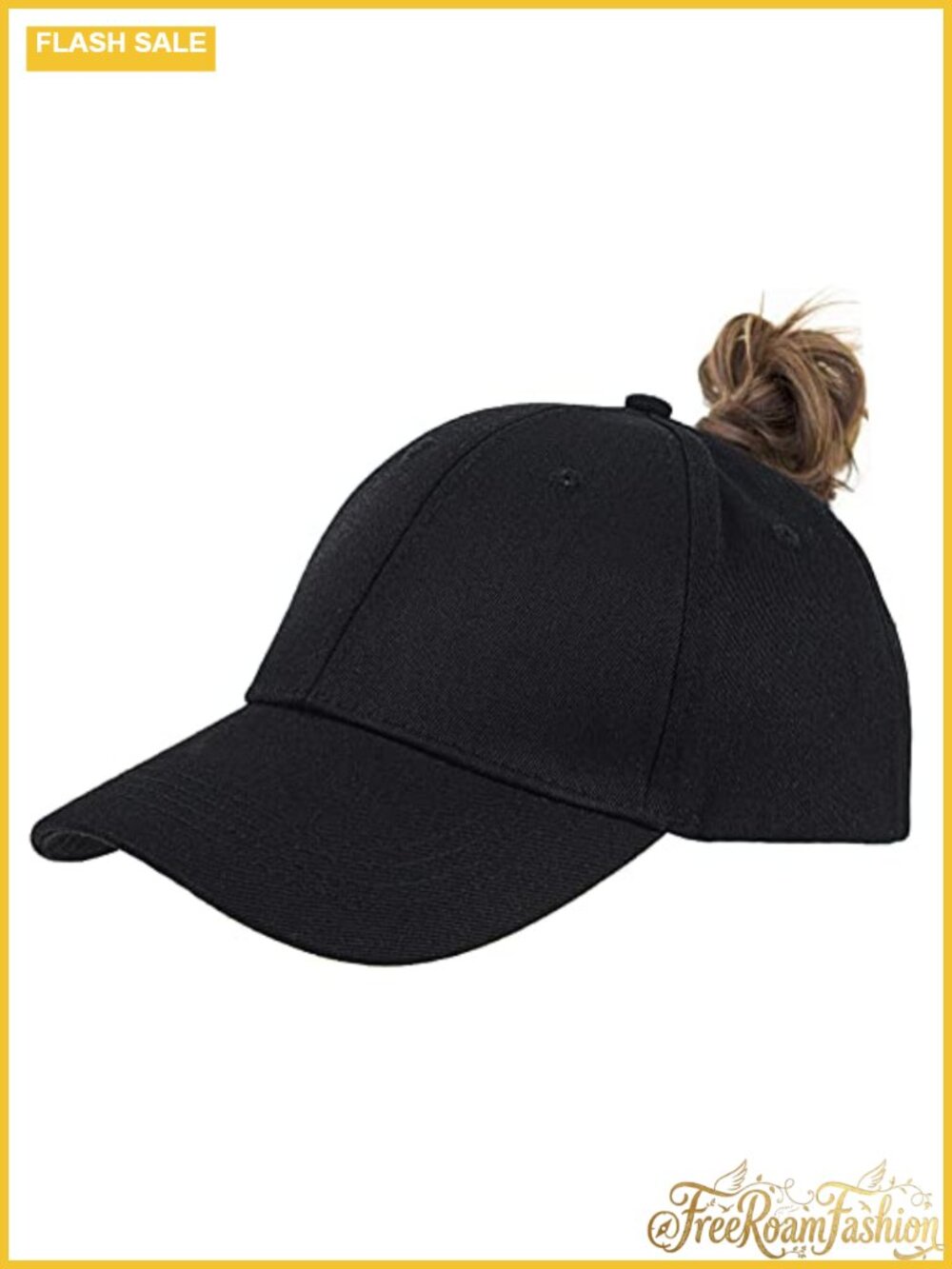 Women's Cotton Ponytail Baseball Cap Messy Bun Sun Protection Hat